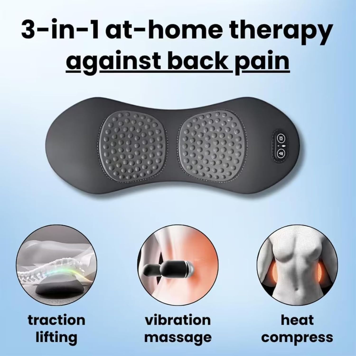 Smooth Spine Triple Fusion Back Massager, 2026 New 3-in-1 Massager, with Electric Traction Lifting & Heat Compress, All-Round Support, Relieve Neck/Shoulder Discomfort( (Dark Gray))