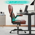 thumbnail image 4 of COOLHUT Bige and Tall Executive Office Chair 400lbs, Ergonomic PU Leather Computer Desk Chair with Flip-Up Armrests, Comfy Heavy Duty Office Chair for Home Office Gaming, Vintage Brown, 4 of 12