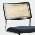 thumbnail image 6 of GrandNoor Black Chrome Rattan Dining Chairs,Wooden Mid-Century Modern Kitchen Chairs, Armless Mesh Back Cane Chairs, Famous Cesca Design Chairs with Metal Chrome Leqs, Set of 4, 6 of 7