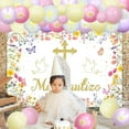 thumbnail image 2 of Wildflower Baptism Theme Decorations for Girls, God Bless Mi Bautizo Christening First Communion Cross Pastel Balloons Garland Arch Kit Backdrop Party Supplies, 2 of 6