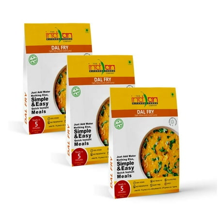 Indian Kitchen Foods Split Lentil Curry (Dal fry) - Freeze Dried Gluten-Free Gourmet Indian Entree Ready in 5 min Vegan Meal - Rehydrated 9.50 oz Pack of 3