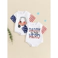 thumbnail image 4 of Aojekbee Baby Girls Boys Romper, Short Sleeve Crew Neck Letters Print Summer Bodysuit Clothes for Independence Day, 4 of 10