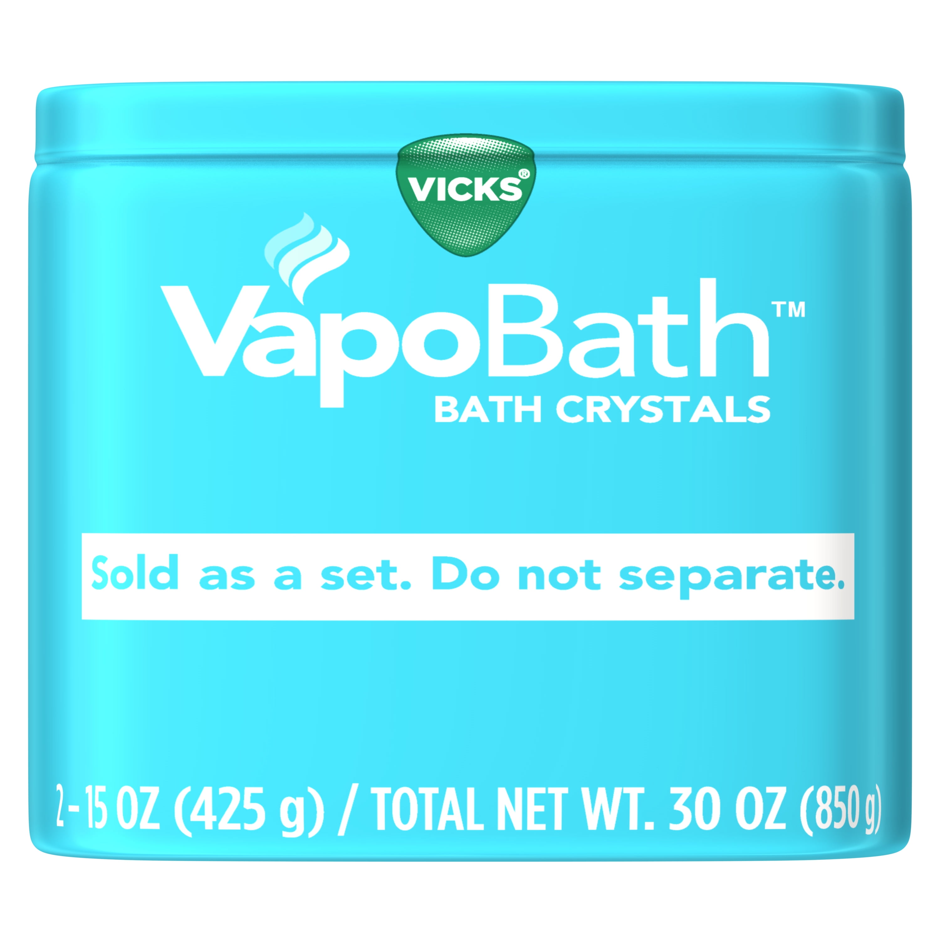 Vicks Vapo Bath Crystals, Soothing Soaking VapoRub Vapors, 15 oz, 2 pk