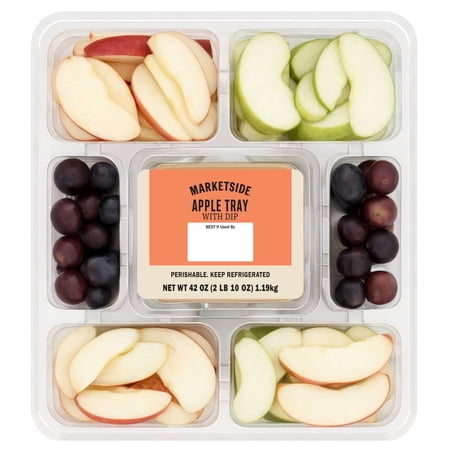 Marketside Fresh Apples and Grapes Tray with Caramel Dip, 42 oz