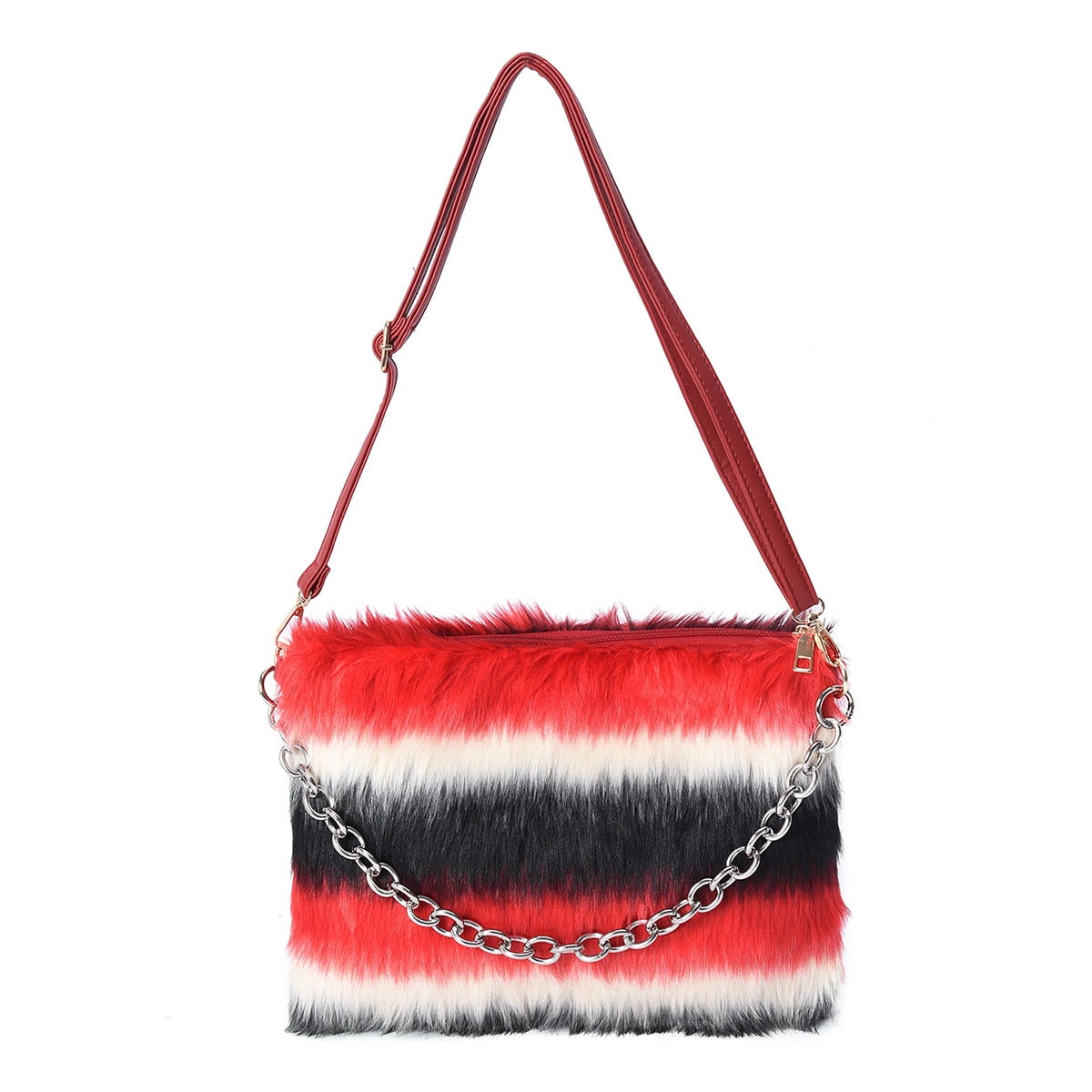 red fur handbag