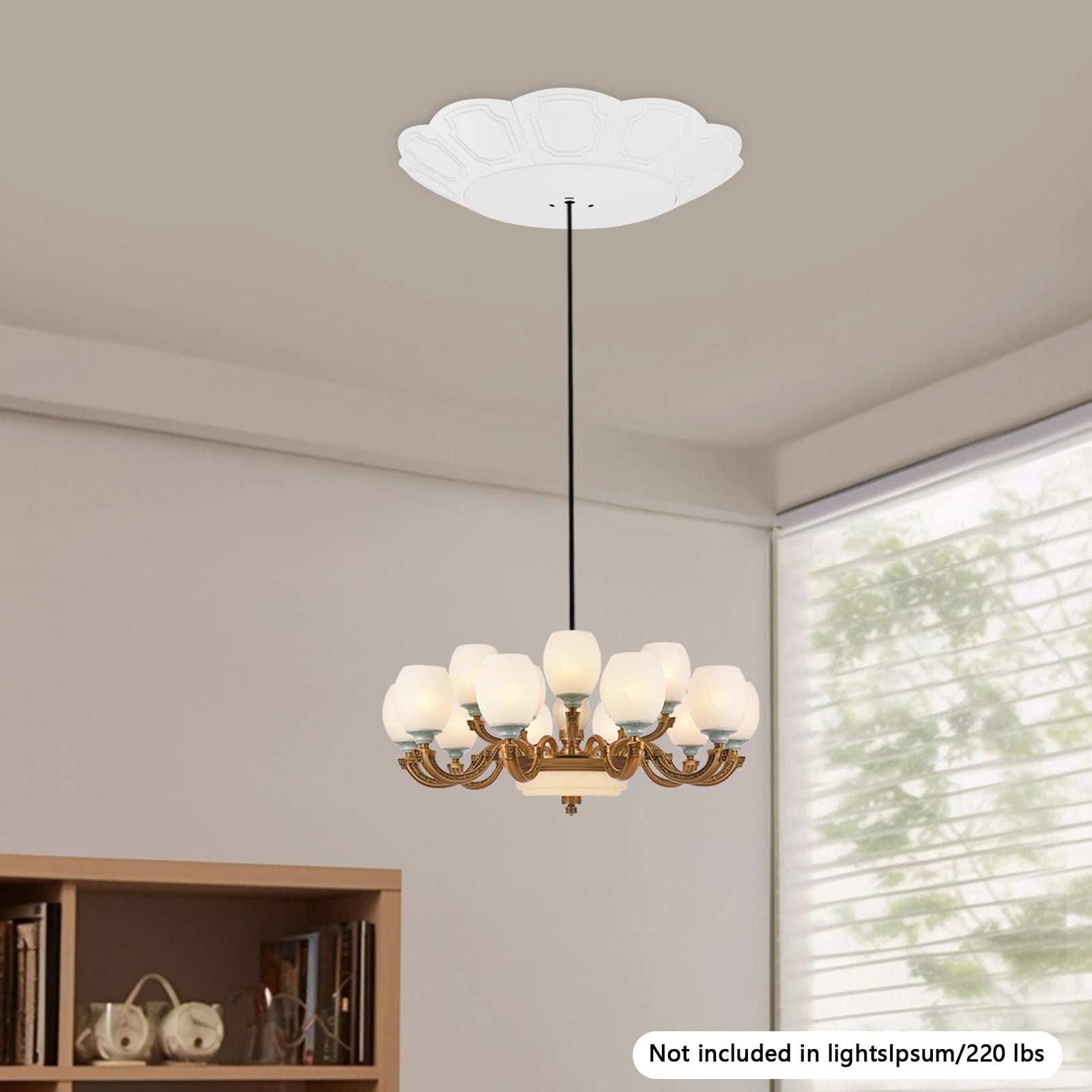 Petal-Shaped Chandelier Cover for 220lbs Hoist – White Baking Paint, 20.67*3.15in Size, Smooth Safety Edges – Ideal for Lamp Decoration