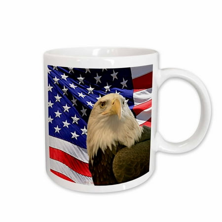 

3dRose Bald Eagle and American Flag Ceramic Mug 15-ounce