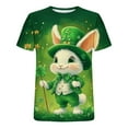 thumbnail image 5 of LEKWK Womens Graphic T Shirts Cute Bunny Leprechaun Crew Neck St Patricks Day Shirt Rabbit Holding Clover Print Short Sleeve Holiday Tee, 5 of 5