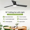 thumbnail image 3 of HUANCTOMA Ceiling Fans with Lights: 52inch Flush Mount Modern Ceiling Fan with Remote Reversible Airflow for Bedroom Indoor Outdoor, 3 of 11