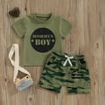 thumbnail image 2 of Bagilaanoe 2pcs Toddler Baby Boy Shorts Set Short Sleeve Letter Print T Shirt Tops + Camouflage Shorts 3M 6M 12M 18M 24M 3T 4T 5T Kids Casual Summer Clothes, 2 of 8