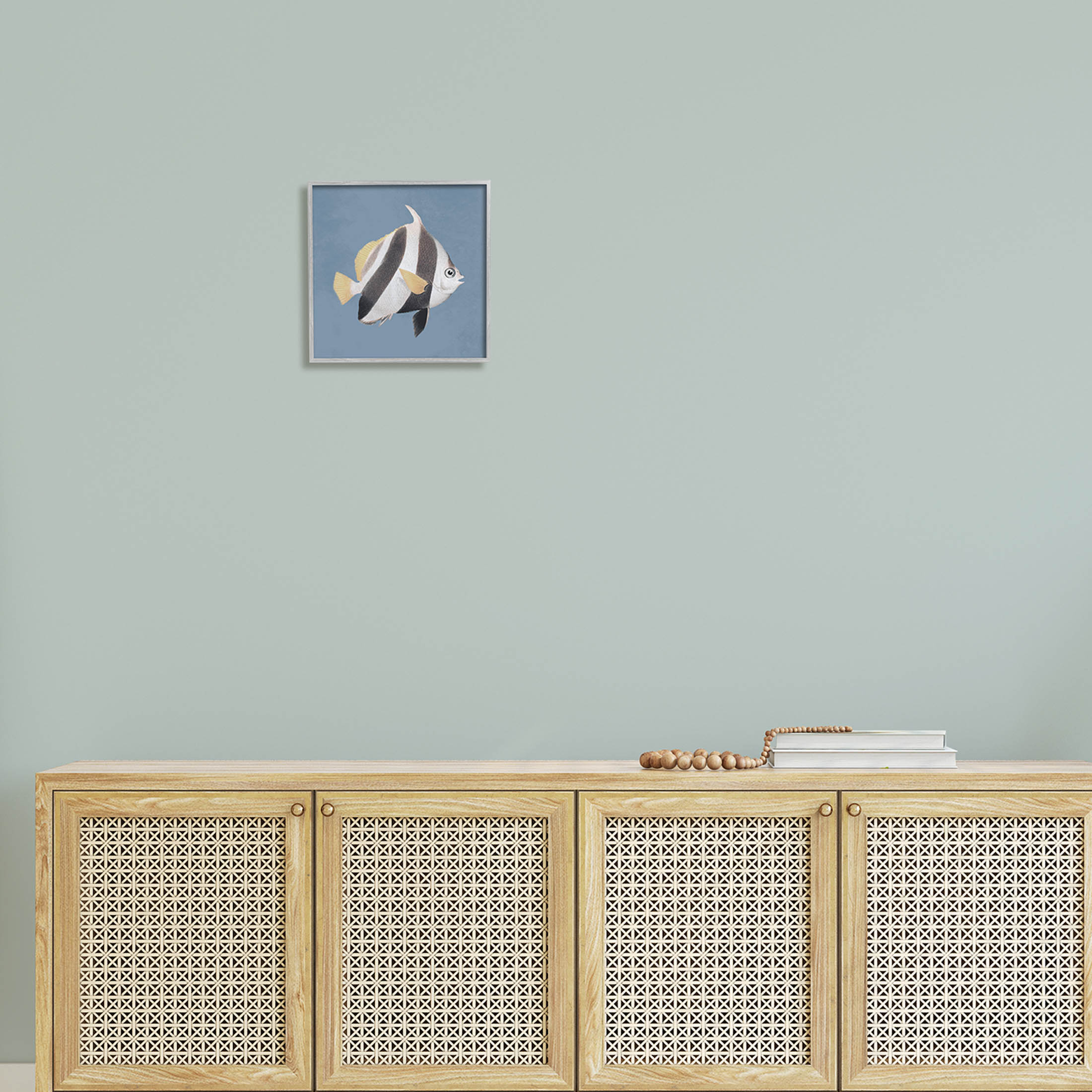 Striped Fish Marine Life Portrait Animals & Insects Graphic Art Gray Framed Art Print Wall Art