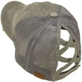 thumbnail image 2 of C.C Ponytail Criss Cross Messy Buns Ponycaps Baseball Cap Dad Trucker Mesh Hat (Distressed Patch Top Knots and Coffee Gray), 2 of 2