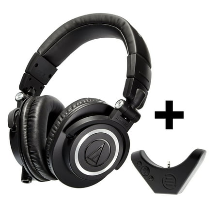 Audio-Technica ATH-M50x Professional Studio Monitor Headphones with Bluetooth Adapter-Amplifier