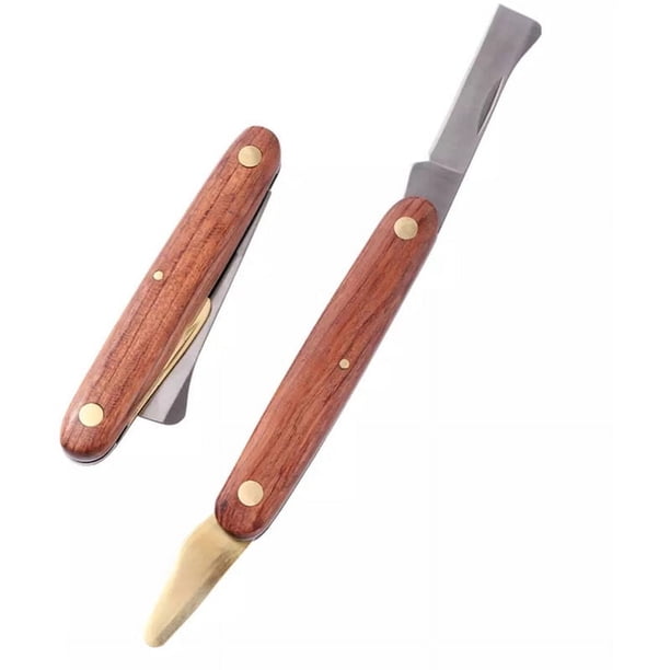 Cuchillo para recortar pezuñas con mango de madera, hoja de acero inoxidable profesional, herramientas de herrador, diseño antideslizante para caballos y burros, cortador de pezuñas multiusos
