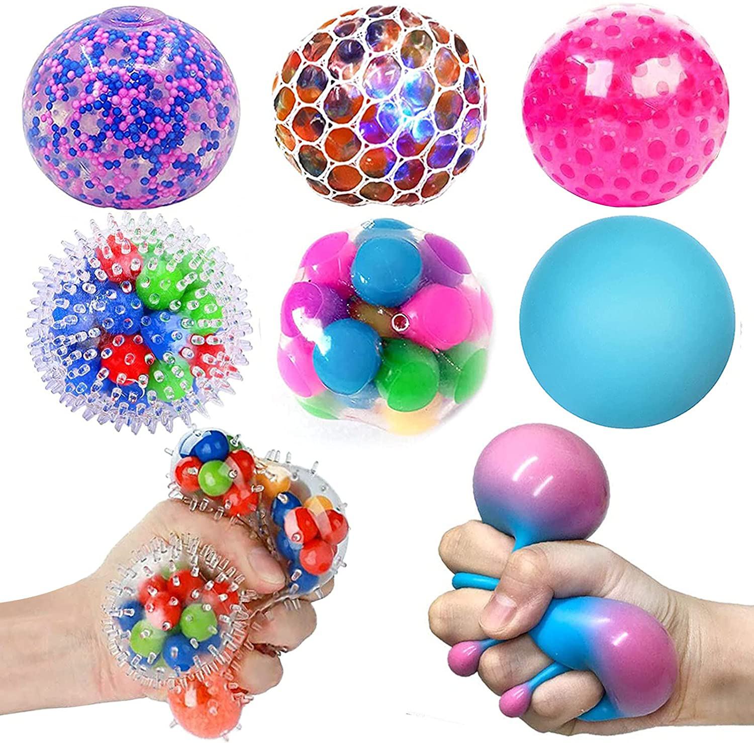 4 x Flashing LED Light Up Spikey Balls Sensory Autism Stress Pet toys US 