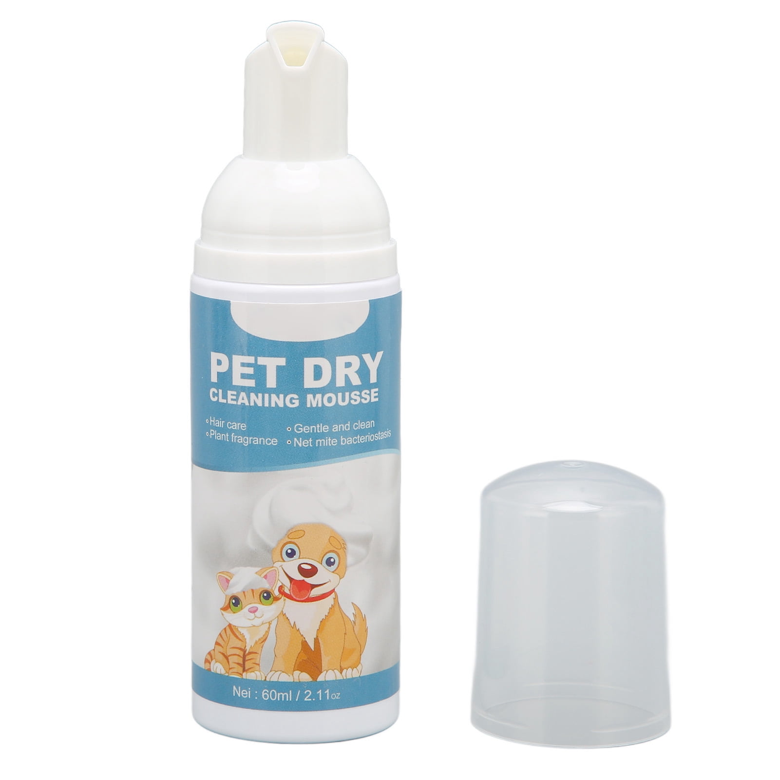 Pet Dry Foam, Waterless Dog Shampoo Safely Remove Pet Odors Mild 60ml