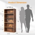 thumbnail image 2 of 5-Tier Bookcase, 53 Inch Industrial Storage Wall Shelf, Display Shelf for Living room, Bedroom, Retro Brown, 2 of 6