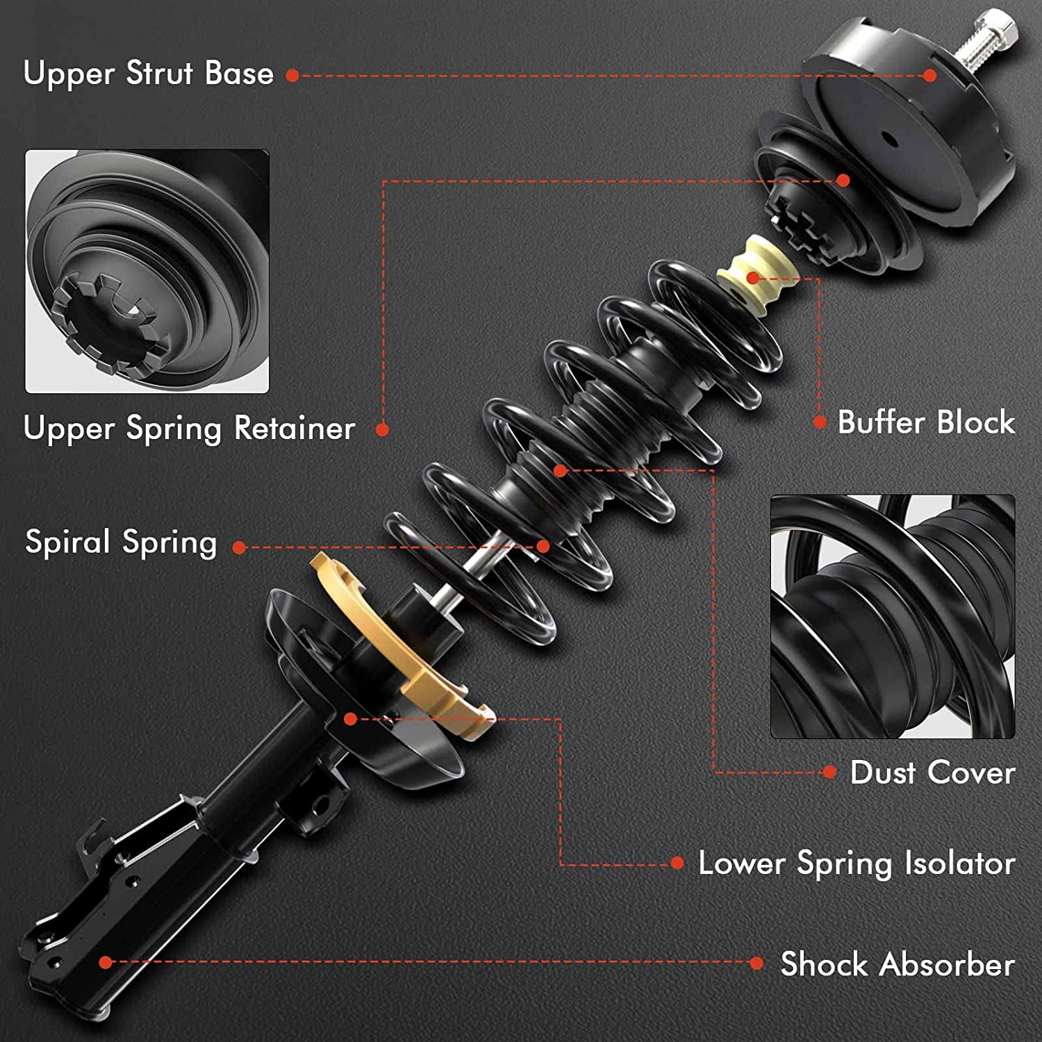 A-Premium Front Pair (2) Complete Strut & Coil Spring Assembly Compatible with Ford Escape 2014 2015 2016 2017 2018 2019, Driver and Passenger Side, AWD