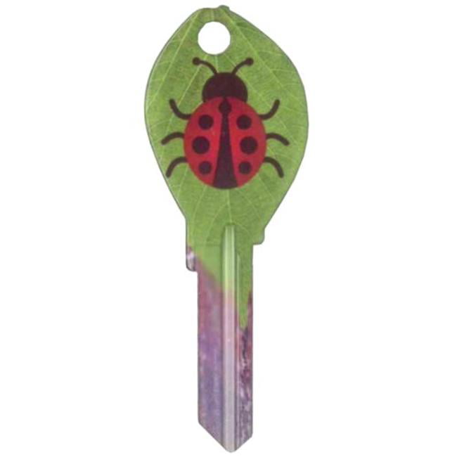 KW11 White Key With Multi Colored Lady Bugs Blank House Key 