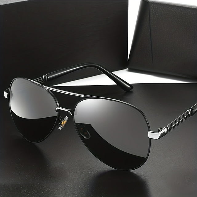 Large Frame Classic Polarized Sunglasses for Men - Driving, Riding, Outdoor Fishing Essentials with Protective Glasses Case