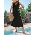thumbnail image 5 of Dresses for Women Spring Summer Sleeveless V Neck Cotton Beach Casual Dress Black XXL, 5 of 7