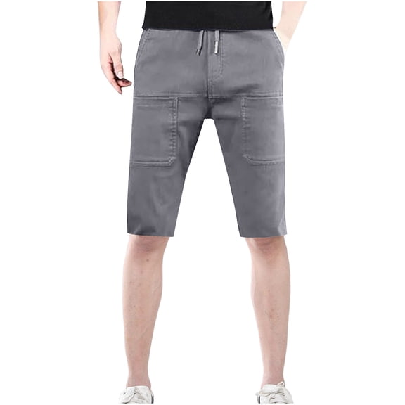 hotojiny Big and Tall Men Bermuda Shorts Classic Drawstring Summer Beach Shorts Casual Slim Fit Knee Length Work Shorts