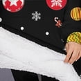 thumbnail image 3 of Oversized Wearable Blanket Hoodie,Black Christmas Ornament Pattern Sherpa Blanket Hoodie with Super Pockets,Super Warm Fuzzy Pullover for Women & Men, 3 of 6