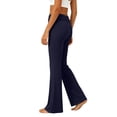thumbnail image 4 of EliteGoogv Womens Yoga Pants Fold Waist Wide Leg Trousers For Women Summer Vacation Casual Pants Navy M, 4 of 7