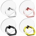 thumbnail image 1 of wonima44 Cell Phone Ring Holder Stand 5 Pack, Transparent Phone Ring Holder Finger Kickstand 360° Degree Rotation Clear Phone Ring Grip Compatible iPhone Cellphone Phone Case (Round), 1 of 1