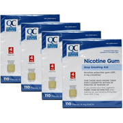 Quality Choice Nicotine Gum Stop Smoking Aid Original Flavor 1100 Pieces 4mg Each Pack of 4