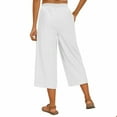thumbnail image 4 of Sales of The Day, lcziwo Women's Loose Palazzo Capri Pants Summer Casual High Waisted Flowy Cropped Pants Solid Color Wide Leg Lounge Trousers with Pockets White XL, 4 of 9