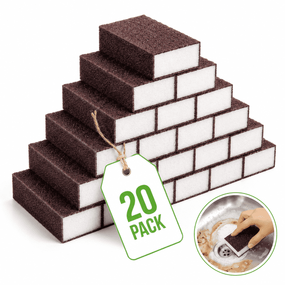 20 Pack Nano Carborundum Emery Magic Wipe Sponge, Kitchen Rust Remover Emery Scrub Sponge for Pots and Pans
