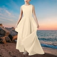 thumbnail image 5 of TIREOW Teen Girls Flowy Sleeveless Pleated Chiffon Flower Dress Elegant A-Line Crew Neck Maxi Asymmetrical Dresses Soft Comfy Party Formal Solid Color Scoop Neck Skirt, 5 of 5