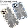 thumbnail image 6 of Nalacover Metal Case for iPhone 14 Pro Max, Mechanical Gear Elastic Slip Buckle Hybrid Microfrosted Plating Cover Slim Fit Shockproof Non-Stick Fingerprints Case for iPhone 14 Pro Max,Blue, 6 of 9