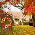thumbnail image 3 of Welcome Wreath Sunflower Maple Leaves Cabin Double Sided Garden Yard Flag 12" x 18", Flowers Wreath Summer Spring Autumn Fall Decorative Garden Flag Banner for Outdoor Home Decor Party, 3 of 5