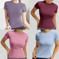 thumbnail image 3 of Women's 4 Pack Yoga Tops Slim Short Sleeve Crew Neck Breathable Sports Workout Shirts, 3 of 10