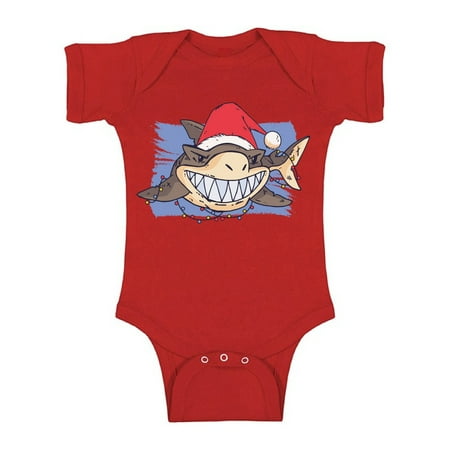 

Awkward Styles Ugly Christmas Baby Outfit Bodysuit Xmas Shark Romper