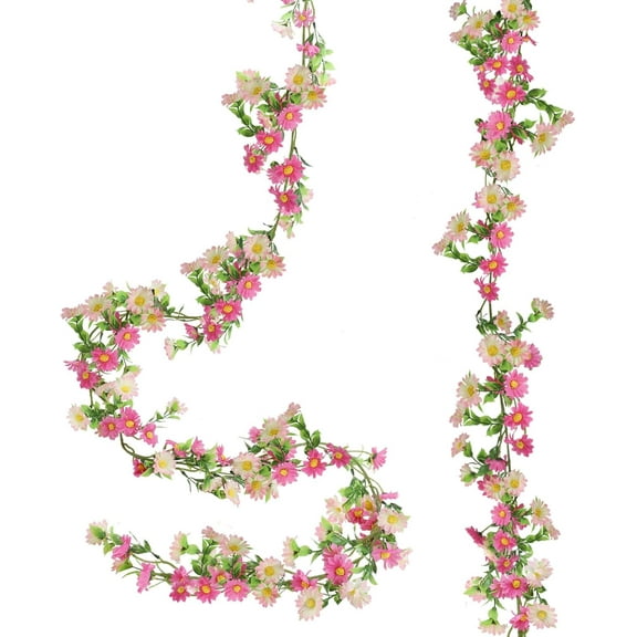 Silk Flower Garland Artificial Sunflower Garland Fake Hanging Vines with Daisy Flowers for Wall Home Party Wedding Indoor Outdoor Spring Decor