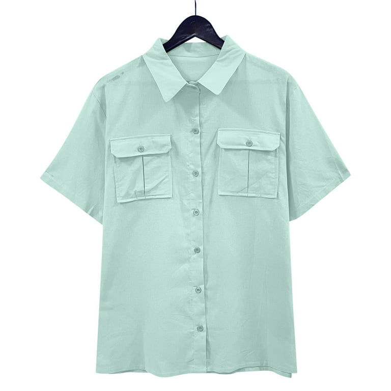 ZCFZJW Men's Casual Linen Button Down Shirt Short Sleeve Beach