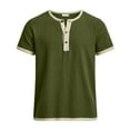 thumbnail image 6 of hotojiny Men Cotton Linen Henley Shirt Casual Short Sleeve Summer T Shirt Stylish Colorblock Button Tee Top Beach Clothes, 6 of 6