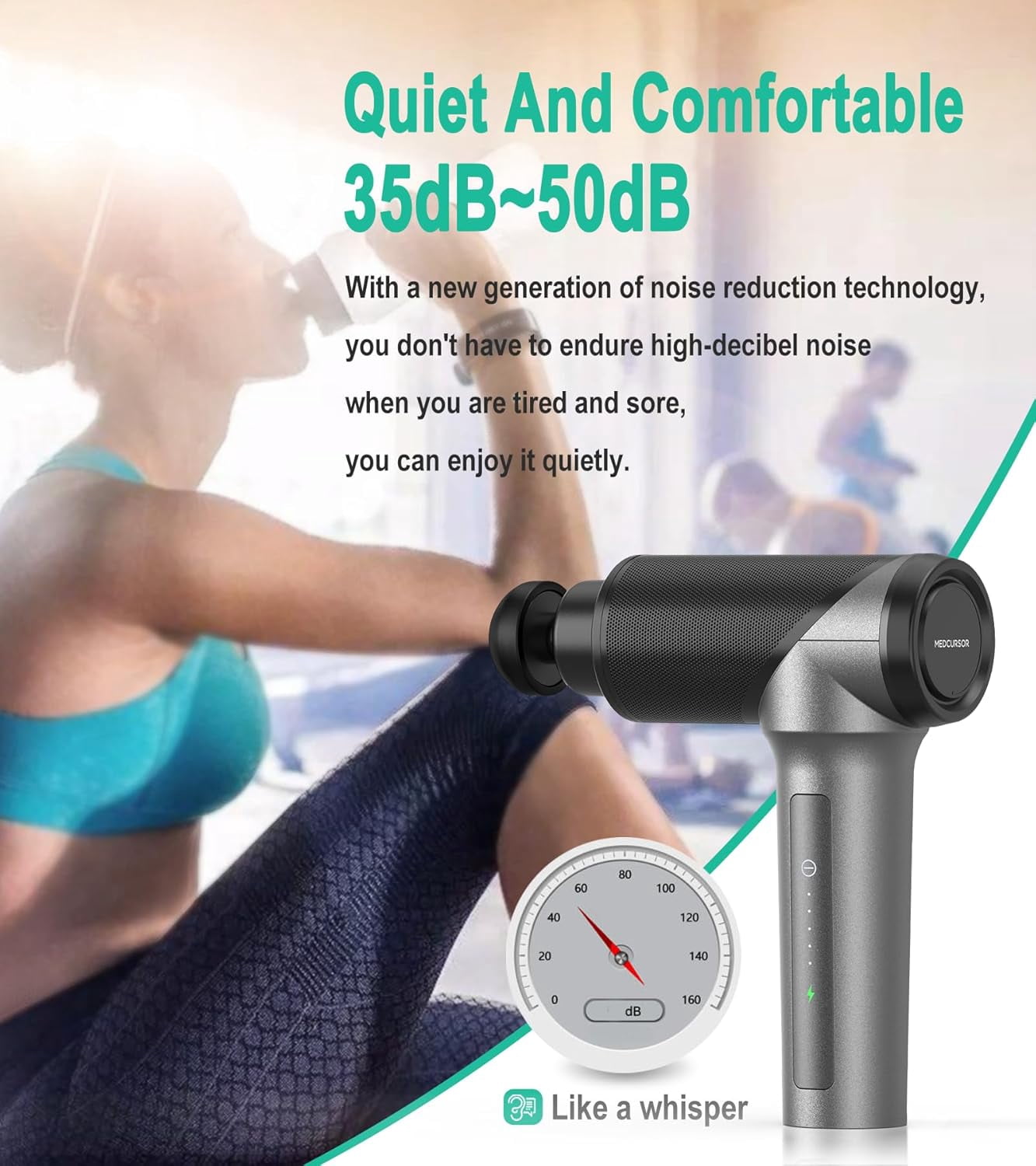 Massage Gun - High Intensity Brushless Motor, Handheld Percussion Deep Tissue Massager with 6 Massage Heads for Sore Muscle and Stiffness, Valentines Day Gifts (Gray)