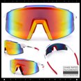 thumbnail image 2 of Oversized Mens Mirrored Shield Sunglasses Rimless Sport Wraparound UV400 / White Frame - Orange Mirror Lens, 2 of 7