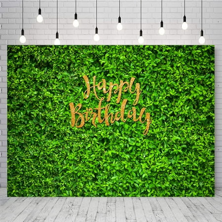 Image of Green Leaves Happy Birthday Backdrop for Baby Show