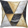 thumbnail image 5 of Marble Geometric Triangle Design Pillowcases White Gold Black Abstract Paintings Pillow Case Decorative Throw Pillow Cover for Home Sofa Office 18x18inch, 5 of 6