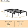 thumbnail image 3 of 14-pulgada tamaño completo-size negra metal marco de cama: con almacenamiento space, high bearing capacity, heavy-duty sturdy mattress foundation, easy to assemble, no box spring required, 3 of 5