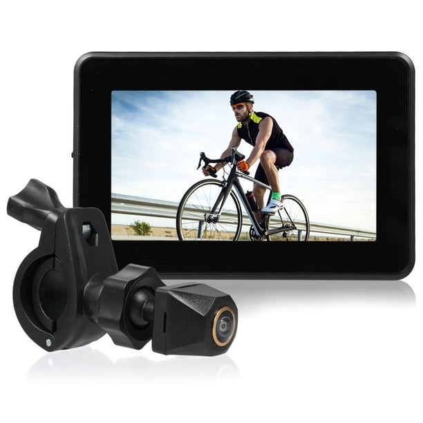 Espejo Retrovisor para Manillar de Bicicleta, Cámara de Visión Trasera 1080P con Pantalla de 4,3", Visión y Ángulo de Visión Amplio de 110°.