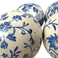 thumbnail image 5 of Things2Die4 Things2die4 Set of 4 Blue and White Ceramic Decorative Orbs with Floral Design, 3.75 In, 5 of 6