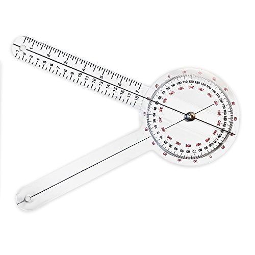 Rehabilitation Advantage Durable Clear Plastic 12'' Round Head Goniometer
