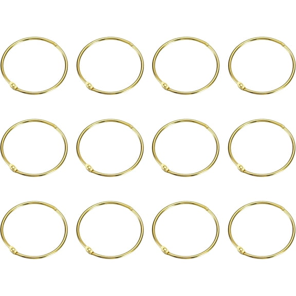 FRKSMD-12 Pack 3 Inch Metal Shower Curtain Rings, Golden Snap-Joint Round Hooks for Bathroom Shower Rod