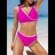 thumbnail image 5 of Traje de Baño Deportivo de Dos Piezas con Tirantes Anchos y Escote en V para Mujer. Rosa Roja L, 5 of 7